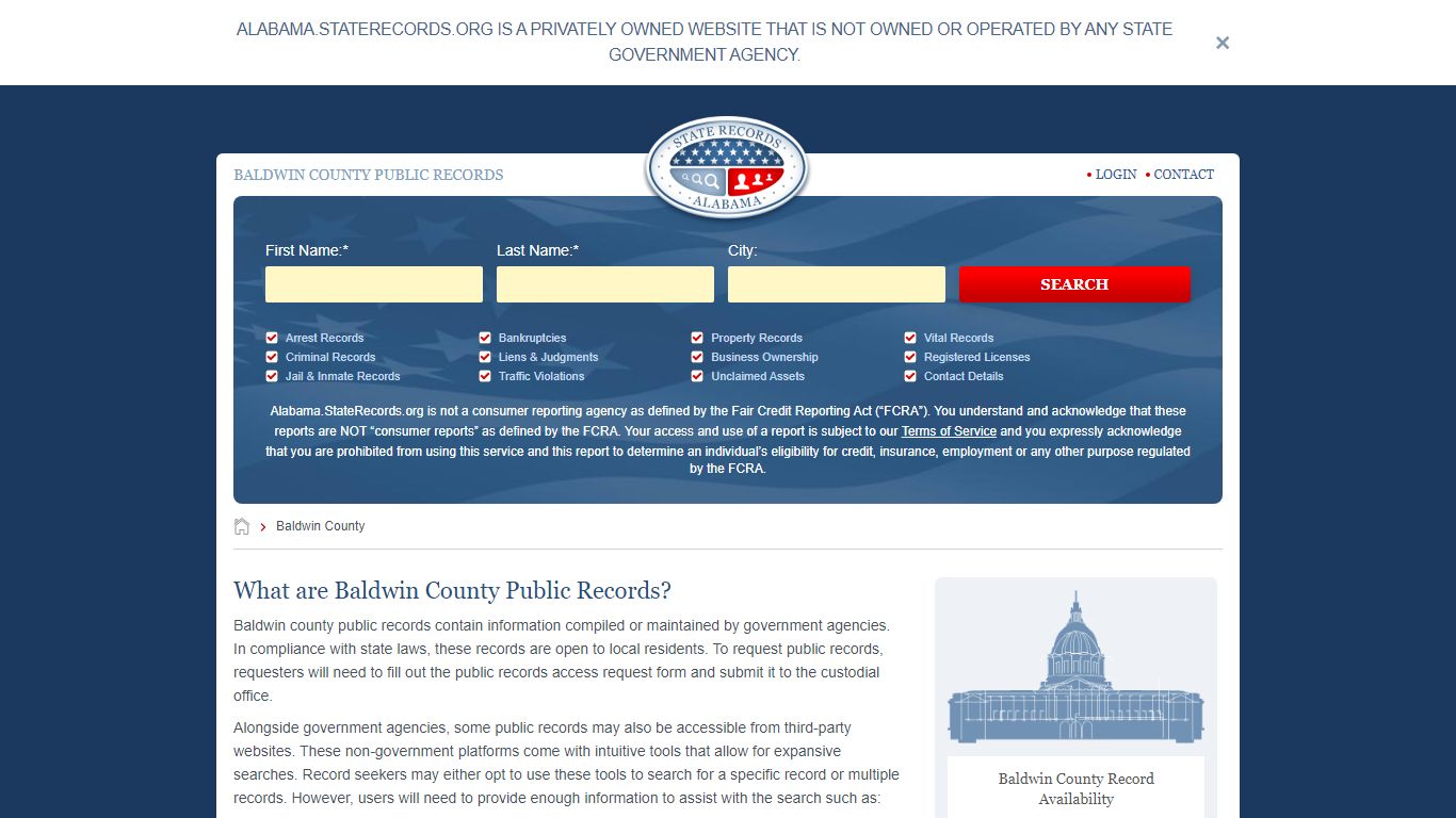 Baldwin County Arrest, Court, and Public Records | StateRecords.org